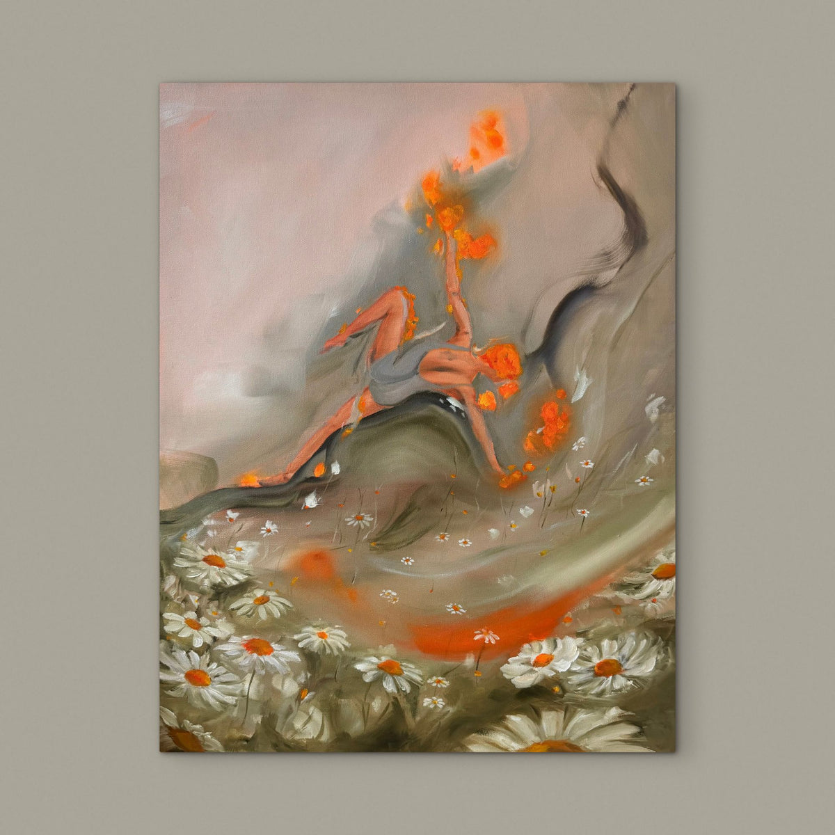Girl With Flowers, oil on canvas
